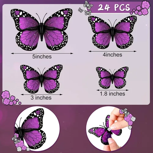 Miniatura 2 de Decoración de mariposa monarca de 4 tamaños, decoración de pared de Halloween, calcomanía magnética 3D de mariposa monarca para manualidades, hogar