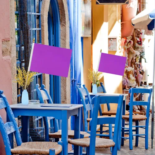 Miniatura 5 de WEITBF 12 Piezas Banderas Moradas Sólidas de 8×12 Pulgadas Pequeñas Banderas de Sublimación en Blanco para Bricolaje en Palo Mini Bandera Triangular