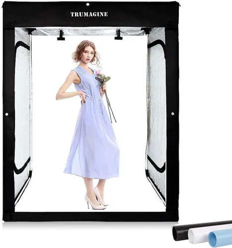 Miniatura 6 de Caja de luz fotográfica para fotografía de 24 x 24 x 24 pulgadas, kit de tienda de campaña con cubo LED regulable para caja de estudio blanca