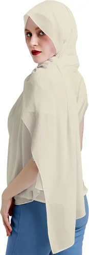 Miniatura 3 de Conjunto de bufanda de hiyab de gasa y gorro interior a juego, Hijab ligero de primera calidad para mujer