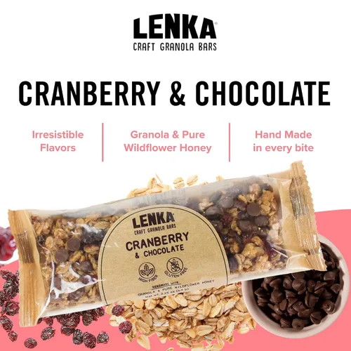 Miniatura 3 de Barritas Lenka - Barritas de merienda de arándano y chocolate, sin gluten, alta en fibra, kosher, saludables, sin sabores artificiales, envueltas