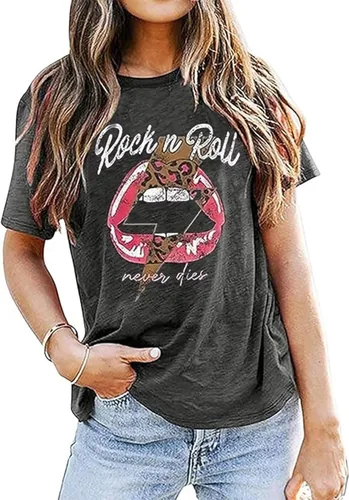 Miniatura 3 de Camisetas de Rock and Roll para mujer, camisetas de concierto de rock de manga corta para mujer, camisas de música country