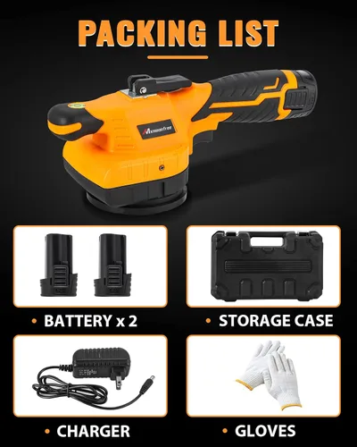 Miniatura 5 de Herramienta de vibración de azulejos con ventosa ultraligera con 2 baterías, estuche de almacenamiento, vibración ajustable de 12,000 RPM, máquina