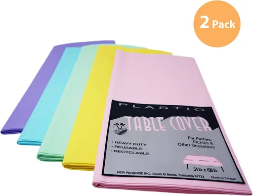 Miniatura 7 de New Paradise Fundas de mesa desechables y reutilizables de plástico resistente, tamaño rectangular de 54 x 108 pulgadas (5 unidades) - Combo