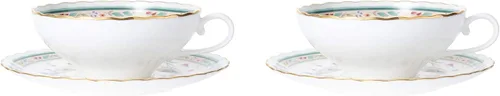 Miniatura 2 de Noritake P58043A/4409 - Taza de té y platillo (juego de pares) 6.1 onzas líquidas (180 cc) con cincel de flores para 2 invitados, porcelana de hueso