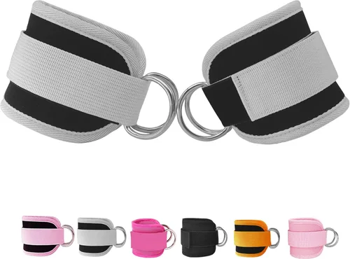 Miniatura 19 de Correas de tobillo de fitness para máquinas de cable, paquete de 2, cómodas y ajustables, puños de tobillo y muñeca acolchados, correas para piernas