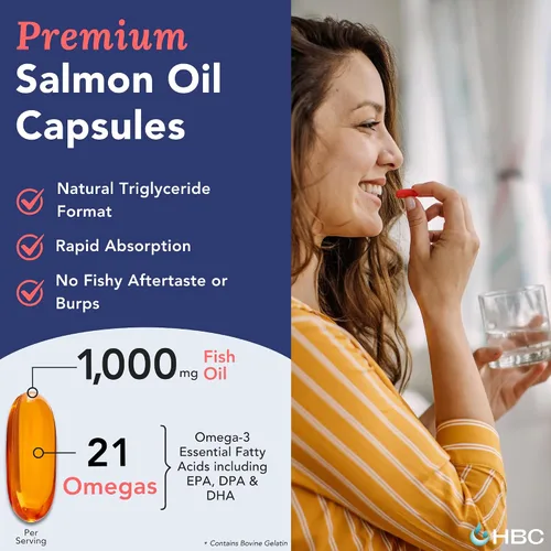Miniatura 3 de Aceite de pescado Omega 3 de alta resistencia, 1000 mg, aceite de salmón noruego con EPA y DHA, sin eructos ni regusto, suplemento de ácidos grasos