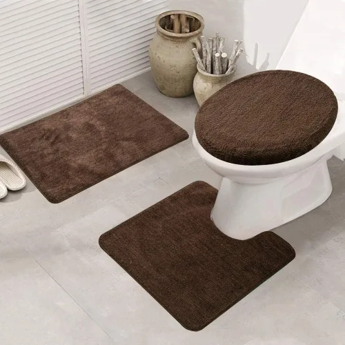 Miniatura 13 de Juego de 2 tapetes de baño de espuma viscoelástica de adoquines, suaves, absorbentes, antideslizantes, para inodoro, ducha, baño, alfombra Negro
