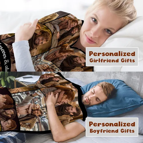 Miniatura 5 de Regalos personalizados para el día de San Valentín para novia, cobijas personalizadas para novio y novia con texto de fotos, regalos personalizados