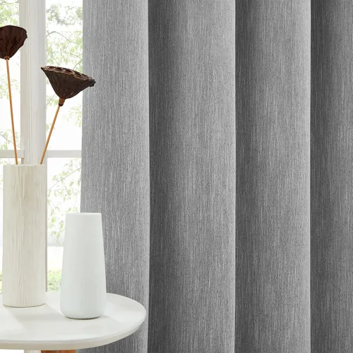 Miniatura 38 de Melodieux Elegantes cortinas opacas de algodón para oscurecer la habitación, para sala de estar, dormitorio, con aislamiento térmico, paneles