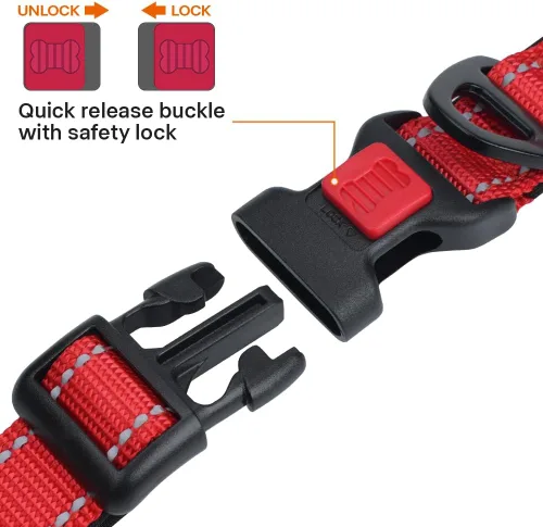 Miniatura 3 de Taglory Collar reflectante para perros pequeños, de neopreno suave acolchado con hebilla de bloqueo a prueba de escapes, anillo de aleación de zinc