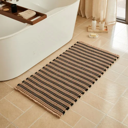 Miniatura 81 de Triohero Tapete de baño con diseño de gofre, tapete de baño pequeño y bohemio, antideslizante, lavable, ultra suave, súper absorbente, de secado