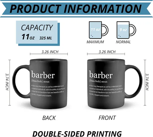 Miniatura 7 de Taza de café de regalo de barbero, regalos de peluquero para mujeres y hombres, el mejor regalo para barberos, regalo de barbero, taza de café negra