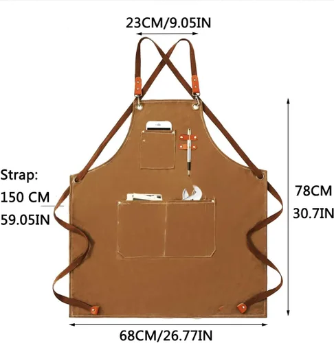 Miniatura 2 de Delantales para mujeres y hombres con bolsillos, 2 piezas, impermeable, para estilista, lino, barbacoa, herramienta de lona para adultos, delantal