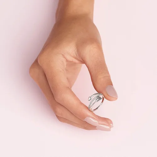 Miniatura 5 de Pandora Anillo de flecha envolvente, anillo de plata de ley para mujer, anillo apilable, regalo para ella, plata de ley con circonita cúbica