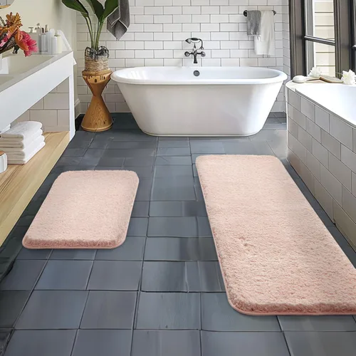 Miniatura 33 de MIULEE Juego de 2 alfombras de baño antideslizantes peludas extra gruesas y suaves, alfombrillas de baño de microfibra suave absorbente de agua