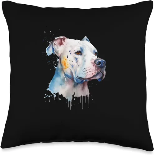 Córdoba dog watercolor gift for dog women Colorful Dogo Argentino - Almohada de acuarela, 16 x 16, multicolor