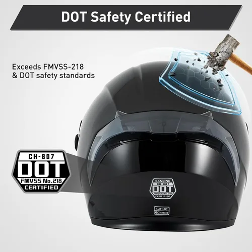 Miniatura 3 de SPARK Casco de motocicleta de cara completa para adultos, aprobado por DOT, ligero y ventilado, doble visera para hombres y mujeres, motos de nieve