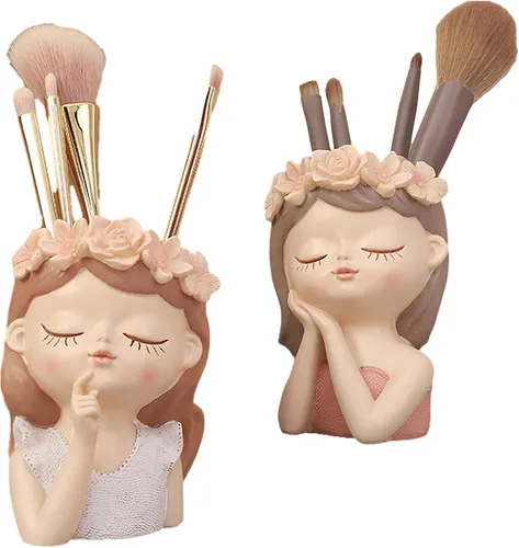 Miniatura 4 de Maceta pequeña con cabeza de hada, bonitas macetas para suculentas, maceta de cara de niña, mini macetas de resina con orificio de drenaje, jarrón