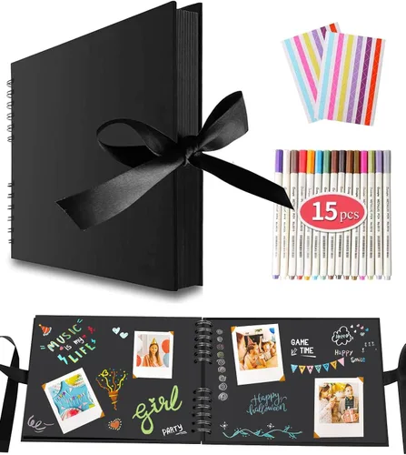 EVNEED Álbum de fotos de scrapbook de 11.5 x 8.5 pulgadas, libro de invitados de boda, aniversario, álbum de recortes de recuerdos, álbum de fotos