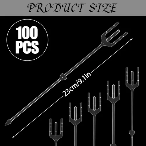 Miniatura 2 de CCINEE 100 portatarjetas de plástico con forma de tenedor transparente con forma de flores, clips de cabeza recta para ramo de boda, suministros