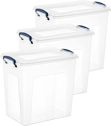Miniatura 14 de Superio Cajas de almacenamiento transparentes con tapas, contenedores de plástico de 2.5 cuartos de galón para organizar, cajas apilables, sin BPA