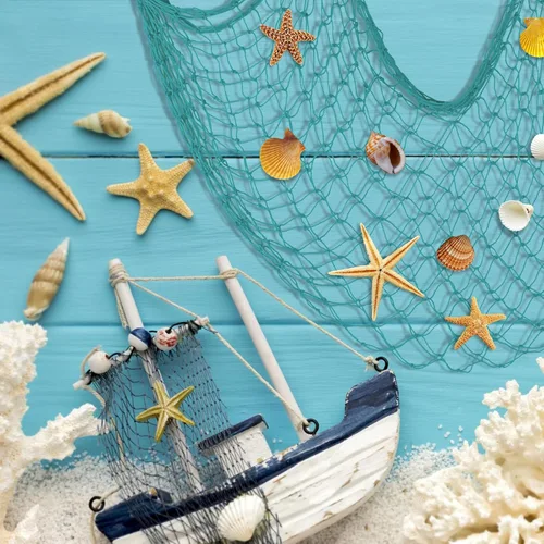 Miniatura 3 de Paquete de 2 Decoraciones de Red de Pesca para Fiesta Aguamarina