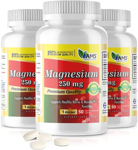 Miniatura 8 de America Medic & Science Magnesio 250 mg (250 comprimidos) Paquete de 5 botellas Suplemento de óxido de magnesio para hombres y mujeres Apoya