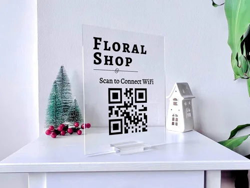 Miniatura 6 de Letrero de acrílico personalizado para decoración de negocios, letrero QR personalizado, decoración de tienda, redes sociales para negocios, letrero