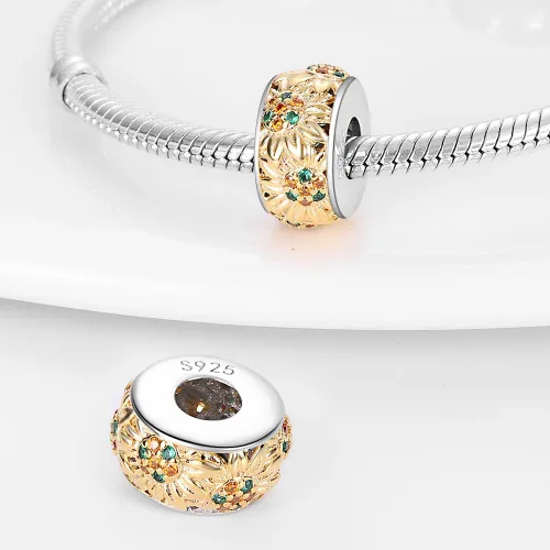 Miniatura 27 de Pandach Dijes colgantes de plata de ley 925 para pulseras y collares, dijes colgantes de Madonna con cuentas de girasol, joyería para mujer