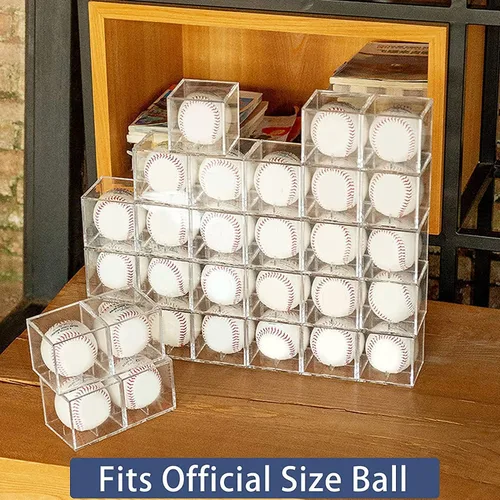 Miniatura 5 de Estuche de exhibición de béisbol, cubo acrílico con protección UV, soporte cuadrado transparente para exhibición de recuerdos y almacenamiento