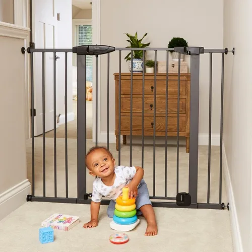 Miniatura 10 de Toddleroo by North States - Puerta de bebé con cierre automático de Bright Choice: Puerta de bebé montada a presión para puertas con mango que Blanco