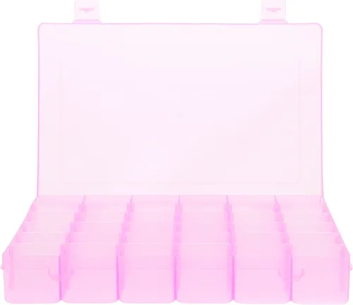 FRCOLOR Caja organizadora de joyas dura portátil con 36 divisores extraíbles ajustables, estuche de almacenamiento transparente para anillos,