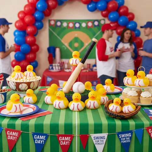 Miniatura 4 de Deekin 24 patos de goma de 2 pulgadas, recuerdos de fiesta deportiva a granel para eventos de equipo, suministros de fiesta de cumpleaños, regalo
