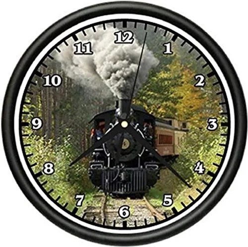 SignMission Tren Reloj de Pared Vía Ferrocarril locamotora Modelo rr