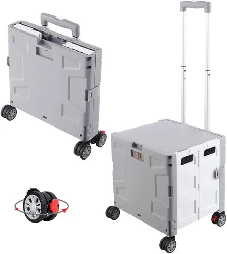 Miniatura 35 de FELICON SELORSS Carro de Utilidad Plegable Carro de Mano Plegable con Mango Telescópico de Plástico Resistente Cesta Plegable de 4 Ruedas Giratorias