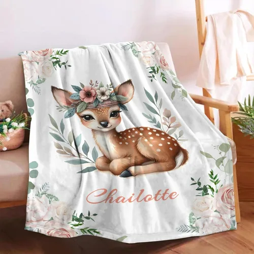 Miniatura 61 de Manta de bebé personalizada para niñas y niños pequeños, recién nacidos, regalos personalizados de vaca floral con nombre y texto, 40 x 30 pulgadas