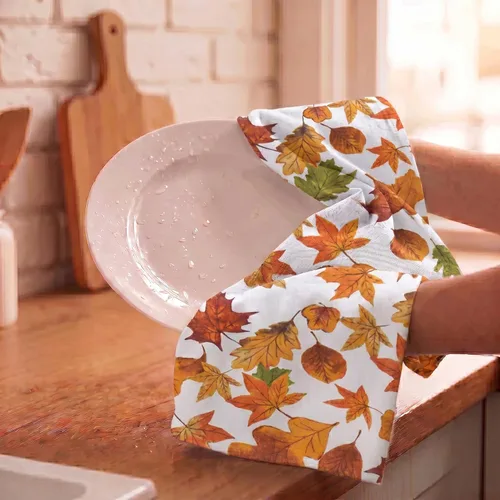 Miniatura 7 de Toallas de Cocina Urban Villa con Estampado de Hojas de Cosecha, Juego de 6 Toallas de 50,8 cm X 76,2 cm 100% Algodón, Toallas Altamente Absorbentes
