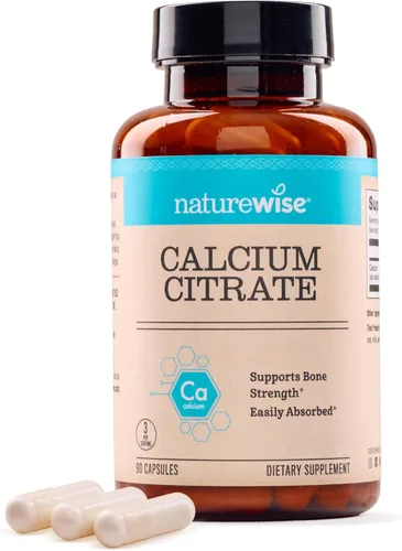 NatureWise Cápsulas de citrato de calcio de 500 mg - Suplemento para la salud ósea - Fácil de digerir y absorber - Vegano, sin OMG, sin gluten - 90