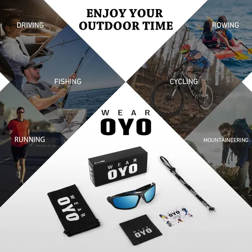Miniatura 7 de WEAROYO - Gafas de sol polarizadas deportivas para hombres y mujeres, gafas de pesca y conducción rectangulares, protección UV400 C Negro Azul