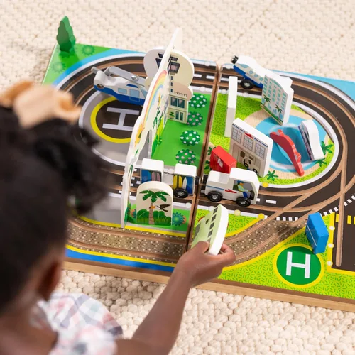 Miniatura 5 de Melissa & Doug Juego de aeropuerto para llevar, vehículos, pistas incorporadas para niños y niñas de 3 años en adelante - Certificado FSC