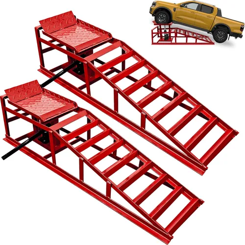 Miniatura 2 de Rampas Hidráulicas para Automóvil de Servicio Pesado, Rampas de Servicio para Auto Camión con Elevación Hidráulica, 2 Piezas, 11000 Libras, 5