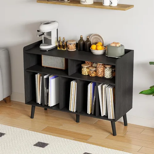 Miniatura 4 de ChooChoo - Soporte para tocadiscos, mesa para tocadiscos con almacenamiento para vinilos, gabinete para tocadiscos hasta 350 álbumes, organizador
