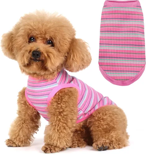 Miniatura 9 de Eleva la Comodidad y Moda de tu Mascota: Chaleco de Camisa para Perros de Algodón 100% Acanalado Premium para Razas Pequeñas como Chihuahuas, Rosa