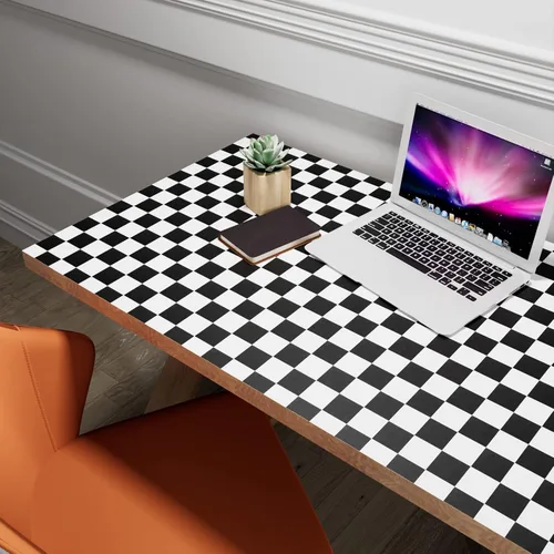Yenhome Papel tapiz a cuadros en blanco y negro para despegar y pegar a mediados de centro, moderno papel de contacto blanco y negro para armarios