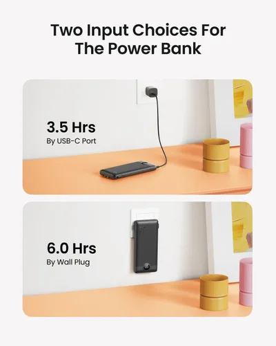 Miniatura 3 de Cargador Portátil con Enchufe de Pared, Banco de Energía USB C Delgado con Cables Integrados, Paquete de Batería Externa con Pantalla LED