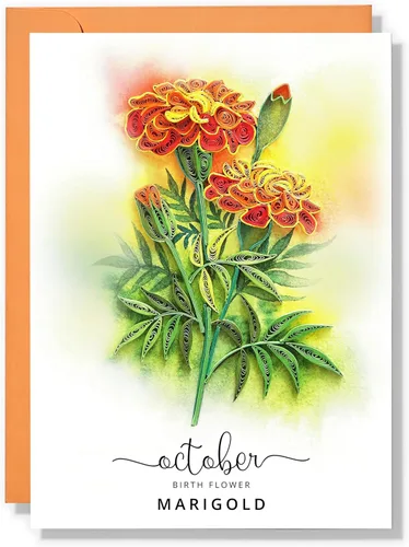 Miniatura 14 de Tarjeta de Flor de Nacimiento, Tarjeta Floral de Quilling Hecha a Mano para Cumpleaños, Aniversario, Flor de Mes de Nacimiento para Mamá, Mujeres