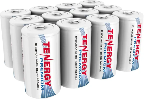Miniatura 9 de Tenergy Combo: 4 baterías recargables de tamaño D premium de alta capacidad 10000mAh NiMH - Certificado UL