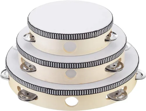 Miniatura 8 de Musfunny - Tambor de mano de 6 pulgadas, de abedul y metal, para percusión, juguete musical educativo, instrumento para KTV, fiesta, juegos de niños