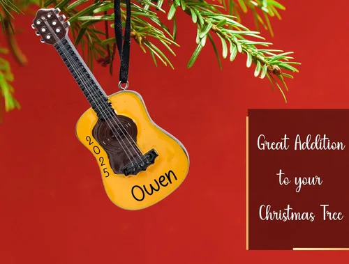 Miniatura 4 de Adorno de Navidad personalizado de guitarra acústica para instrumento musical 2026 Adorno de guitarra acústica de madera para árbol de Navidad